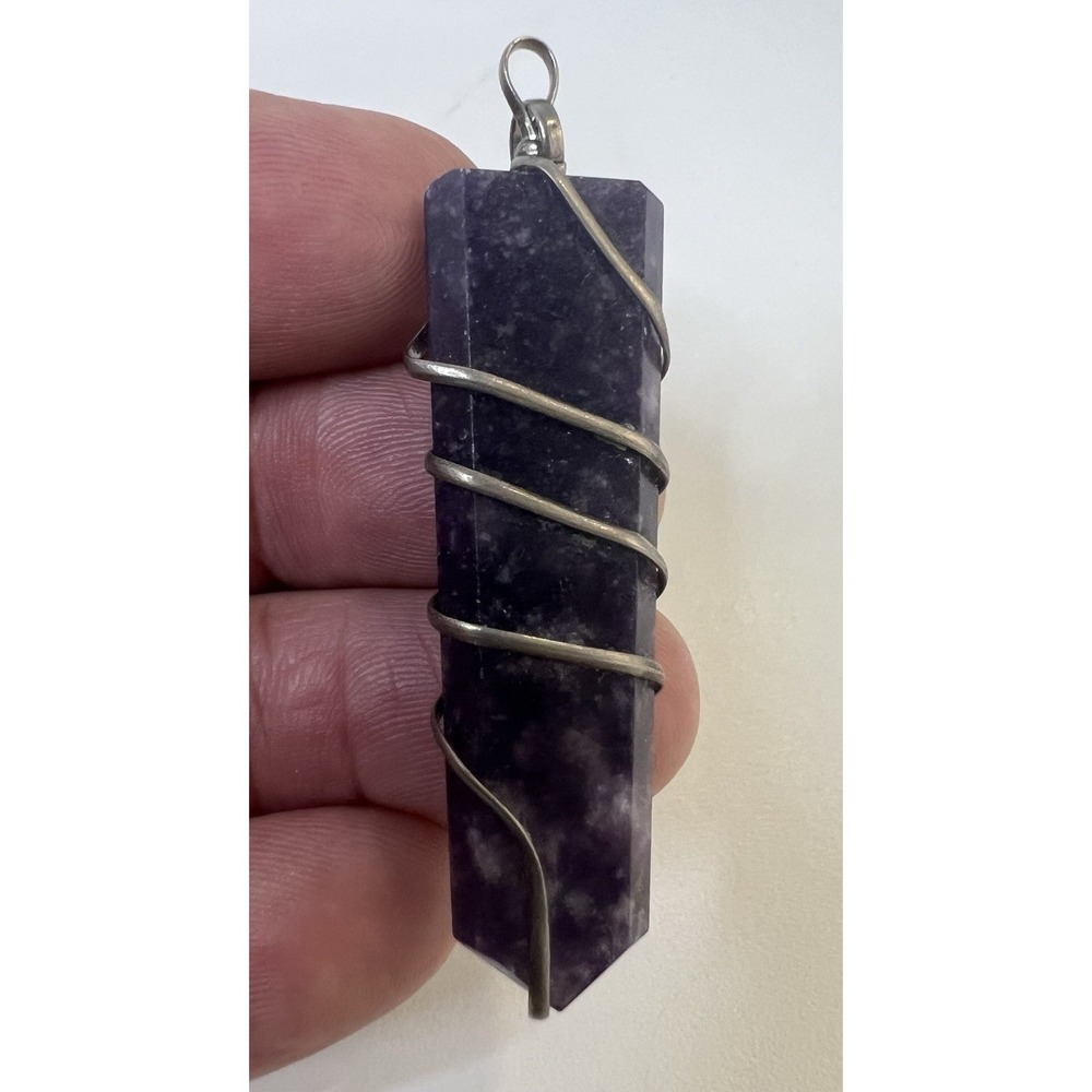 Pendant Purple Amethyst Wire Wrapped Crystal Point Faceted Twisted Charm